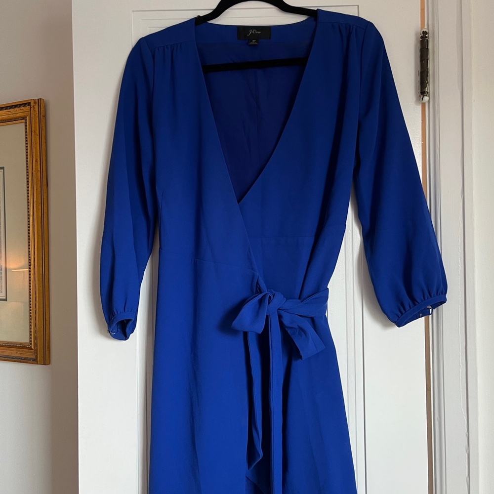 J. Crew Cobalt Blue Long Sleeve Wrap Dress